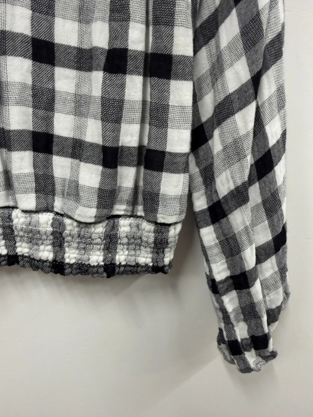 Cloth & Stone for Anthropologie Sara Plaid Blouse black white plaid S - Picture 5 of 6
